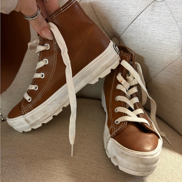 MUDD Brown High-Top Sneakers with White Laces - Picture 6 of 12